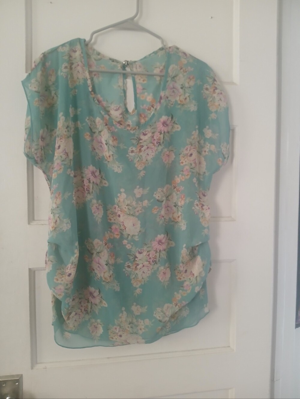 Floral Flutter Sleeve Blouse - Mint